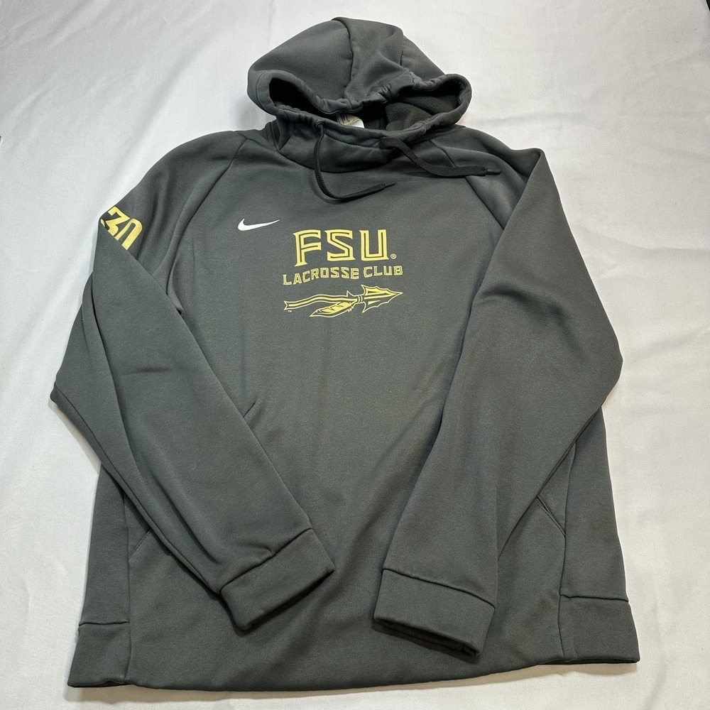 Florida State Seminoles Nike Hoodie Sweatshirt Mens Large Gray Lacrosse NCAA